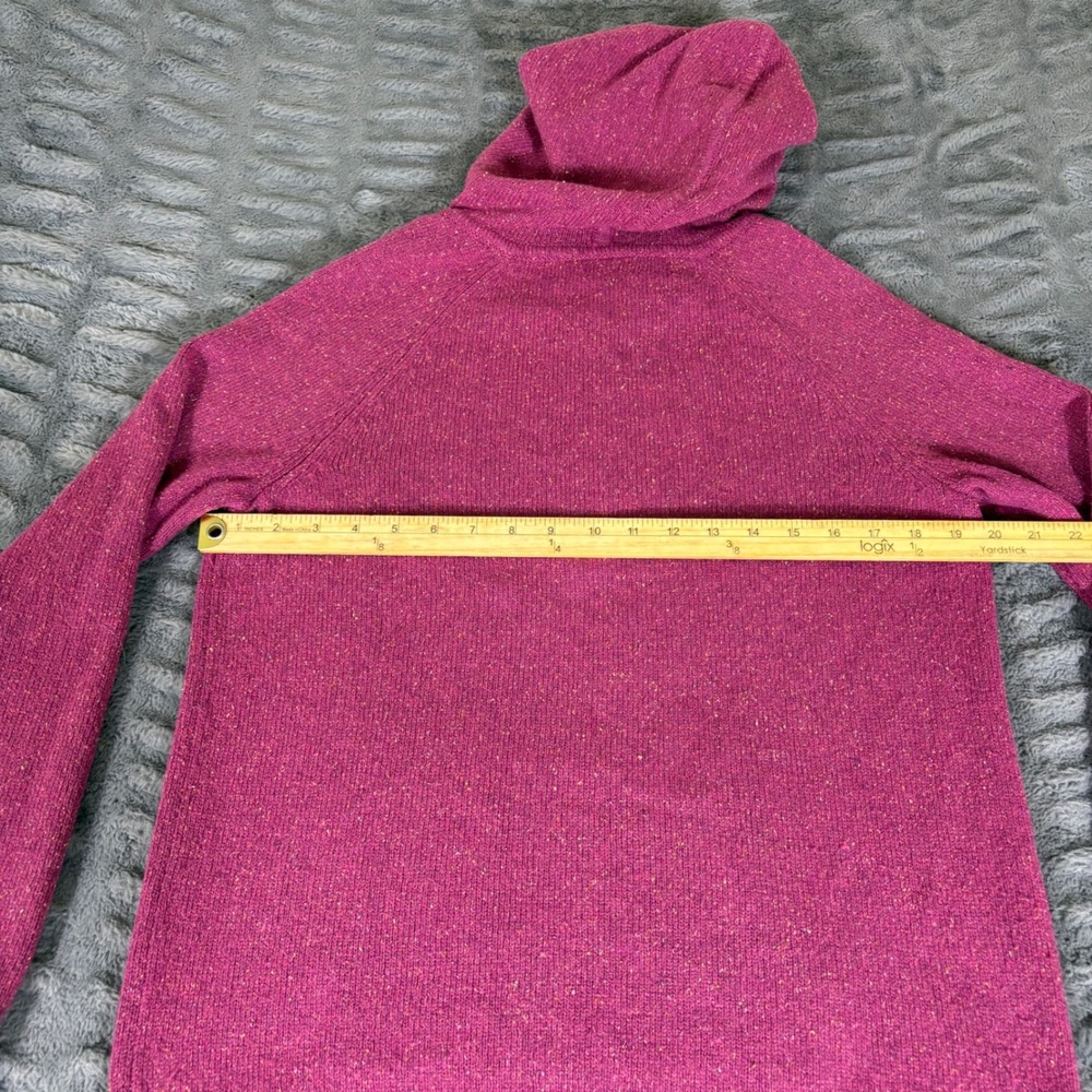 Patagonia Womens Magenta Pink Speckled Wool Blend Henley Hoodie Sweater Size M - Picture 4 of 6